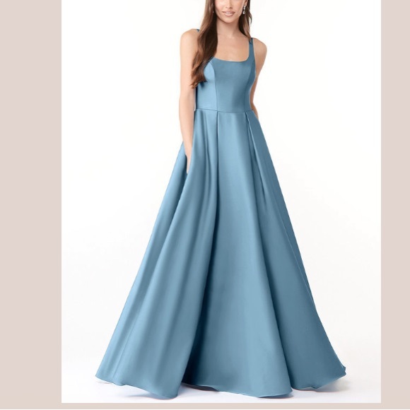 Azazie Dresses & Skirts - Elegant Blue Satin A-Line Evening Dress AZAZIE NEW 8